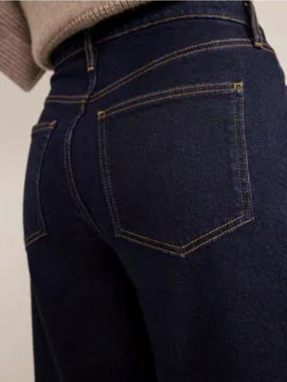 Boden Turn-Up Jeans High Rise Wide Leg Indigo Rinse Dark Wash - Picture 3 of 16
